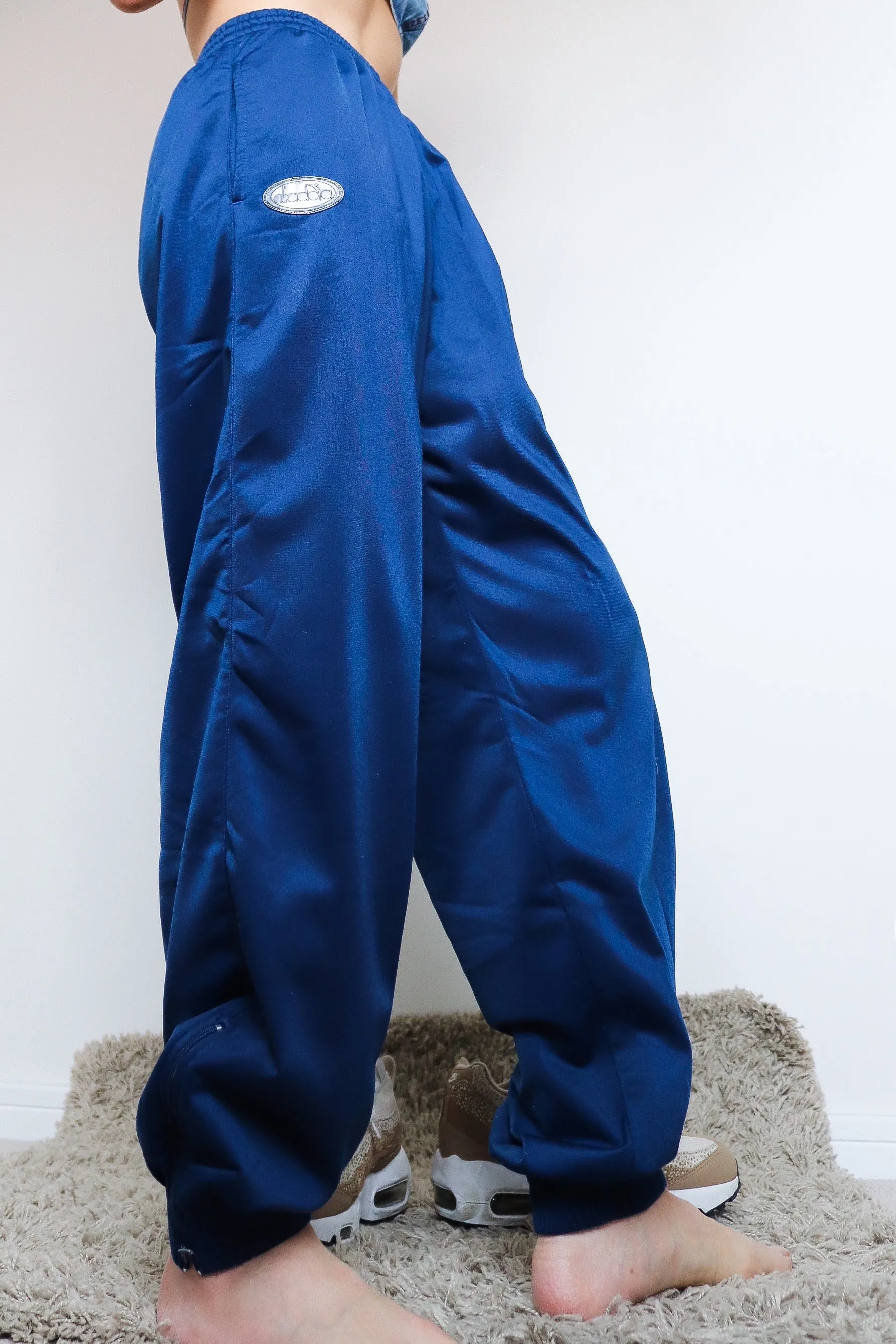 90s Y2K 00s VINTAGE DIADORA DEEP NAVY JOGGER  SPORTY  PANTS TROUSERS