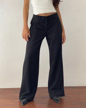 Abba Low Rise Trouser in Black Pinstripe Tailoring