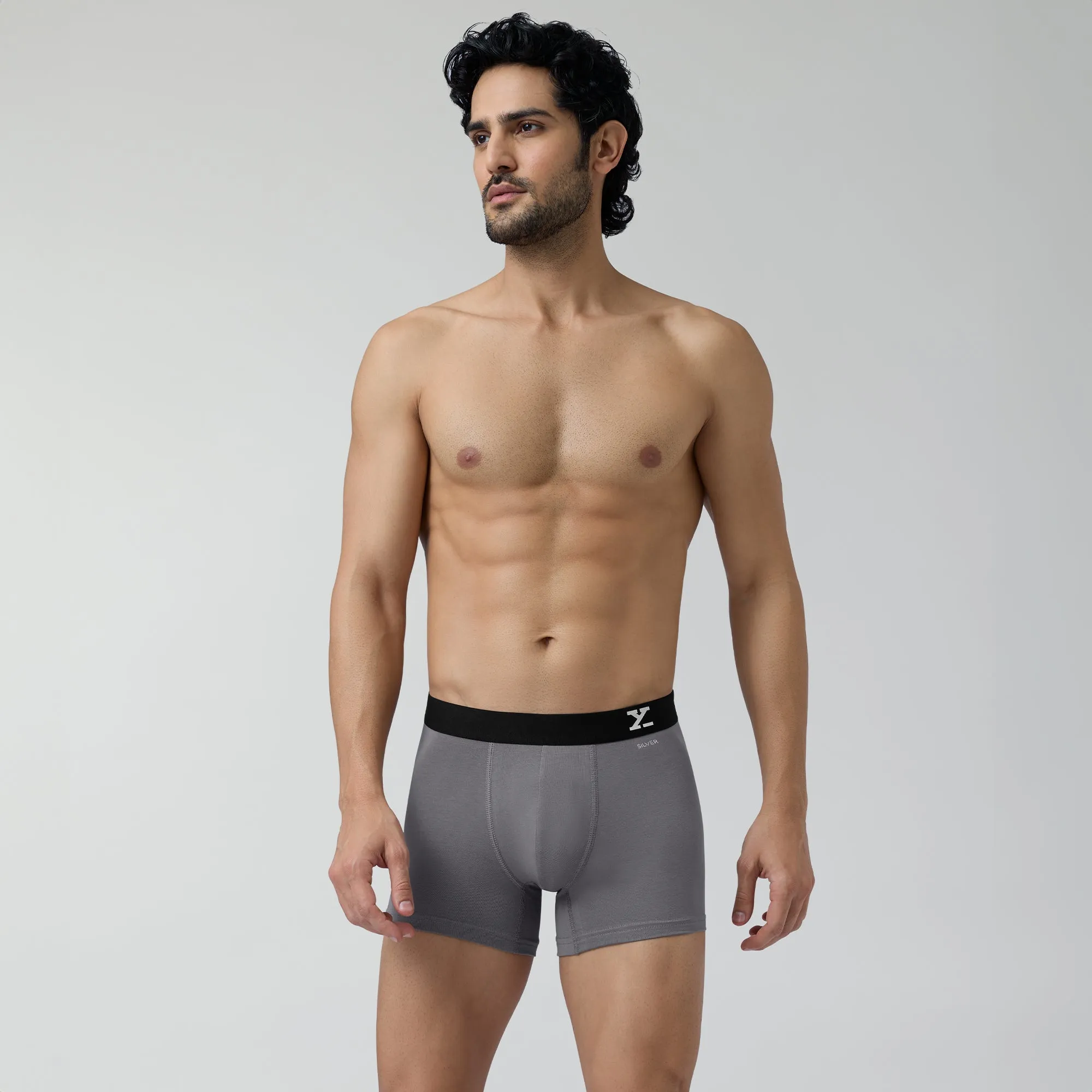 Aero Silver Cotton Trunks Ash Grey