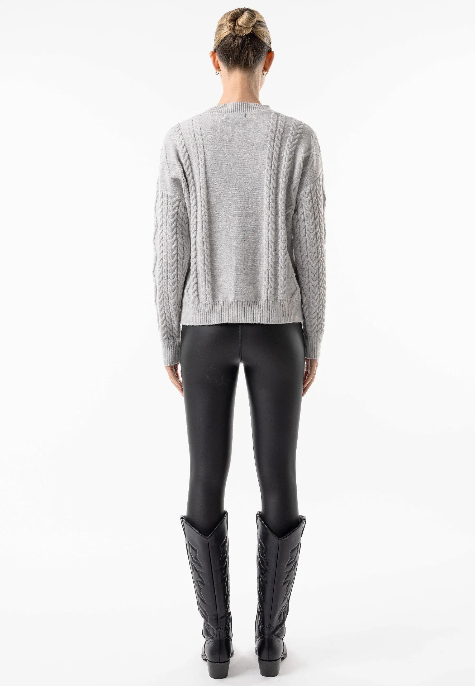 Angeleye Silver Keyhole Cable Knit Jumper