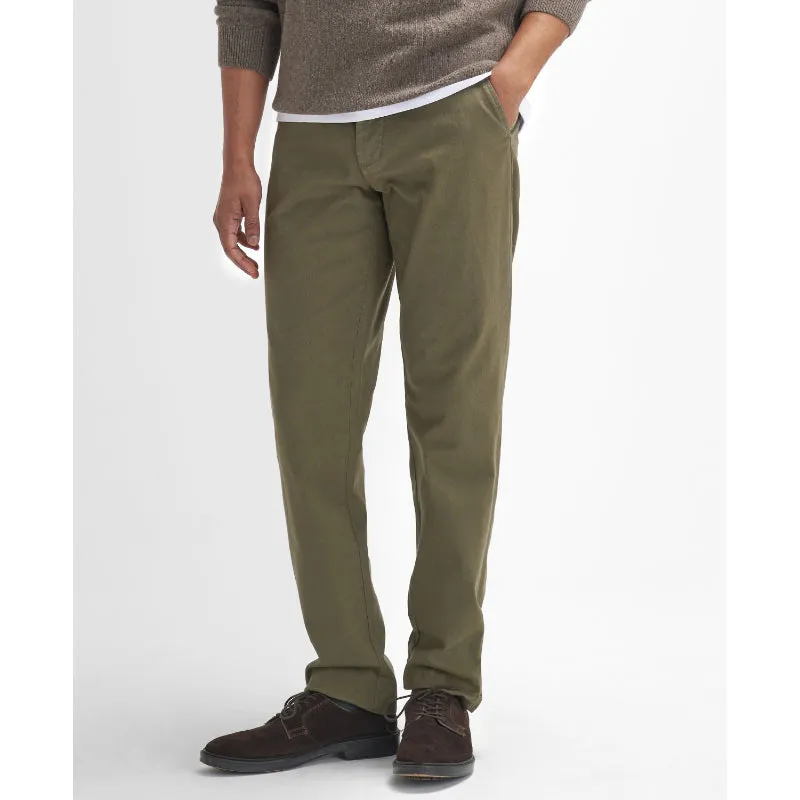 Barbour Washed Stretch Twill Tailored Fit Mens Trousers - Olive