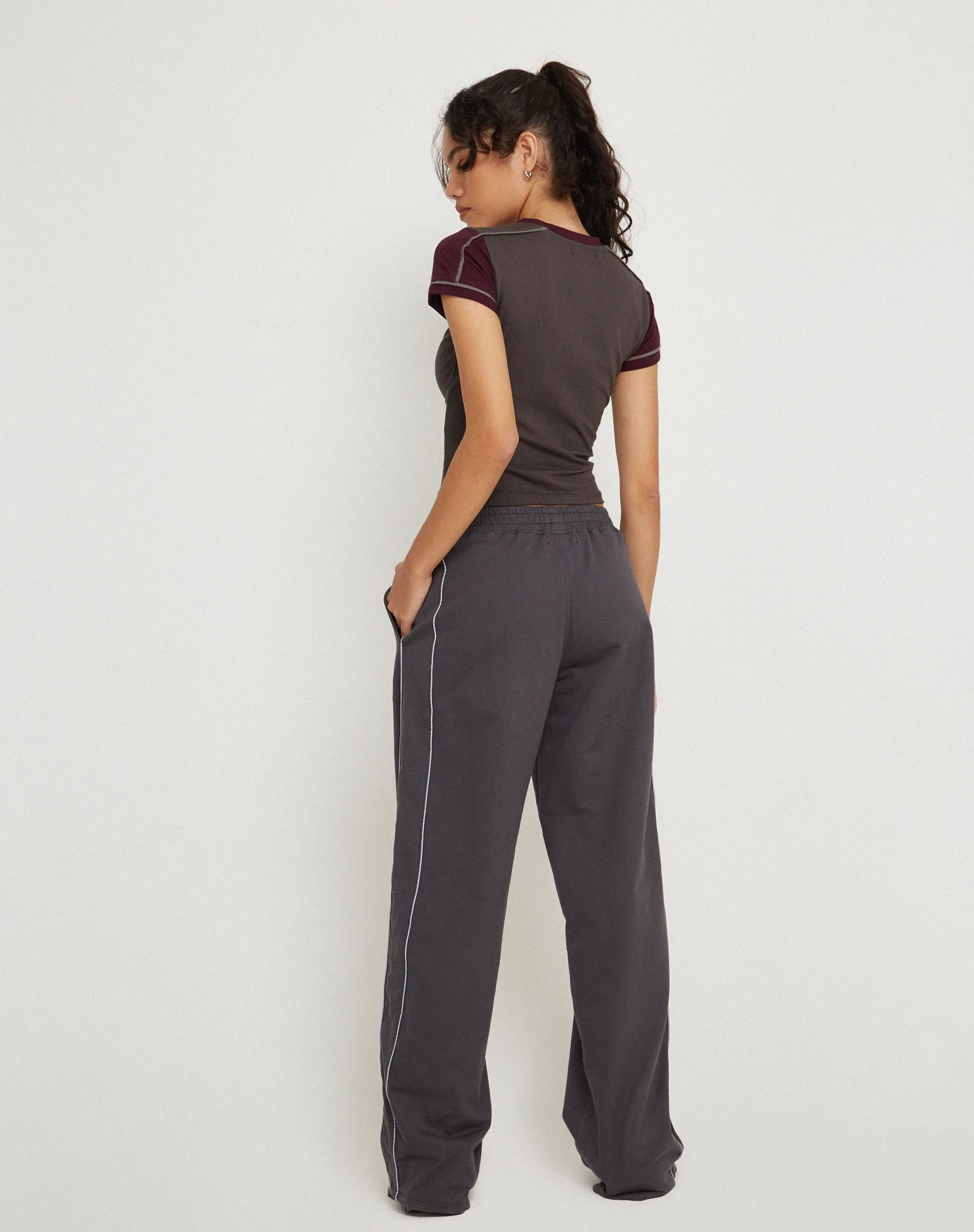 Benton Wide Leg Jogger in Beluga Grey