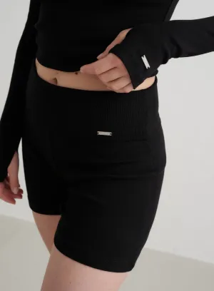 Black Ease Ribbed Shorts