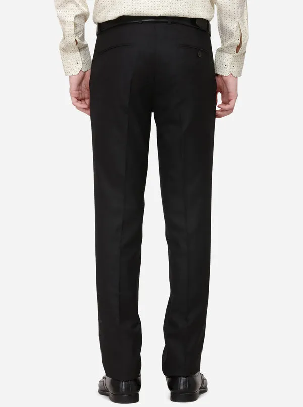 Black Solid Slim Fit Formal Trouser | Greenfibre