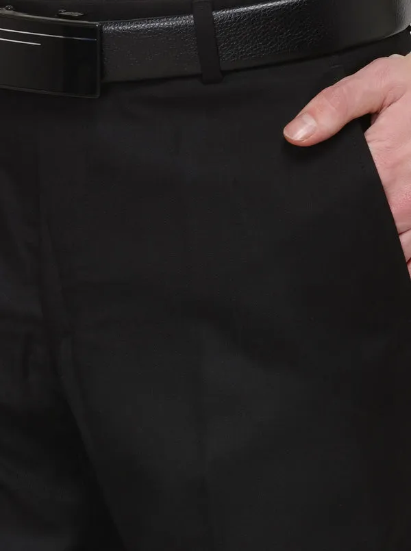 Black Solid Slim Fit Formal Trouser | Greenfibre