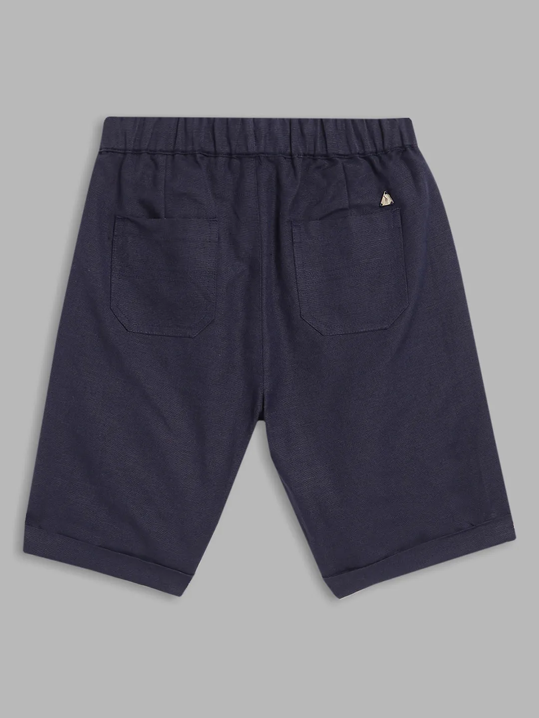 Blue Giraffe Boys Navy Blue Solid Straight Fit Mid-Rise Shorts