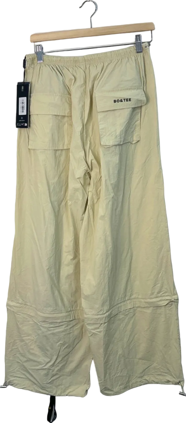 Bo&Tee Cream Batha Polyamide Cargo Trousers Small