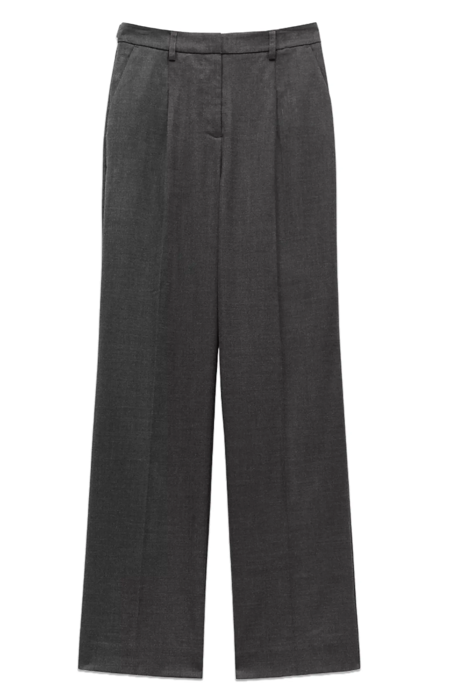 Carla Wide Leg Tailored Trousers, Charcoal Marl