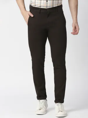 Chocolate Brown Slim Tapered Cotton Trouser