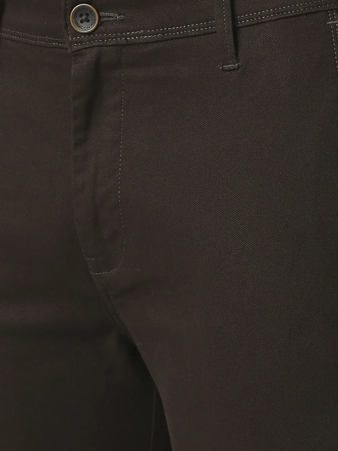 Chocolate Brown Slim Tapered Cotton Trouser