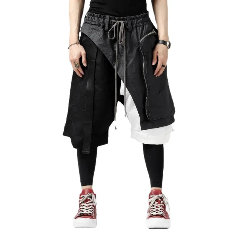 Color Contrast Irregular Cropped Shorts