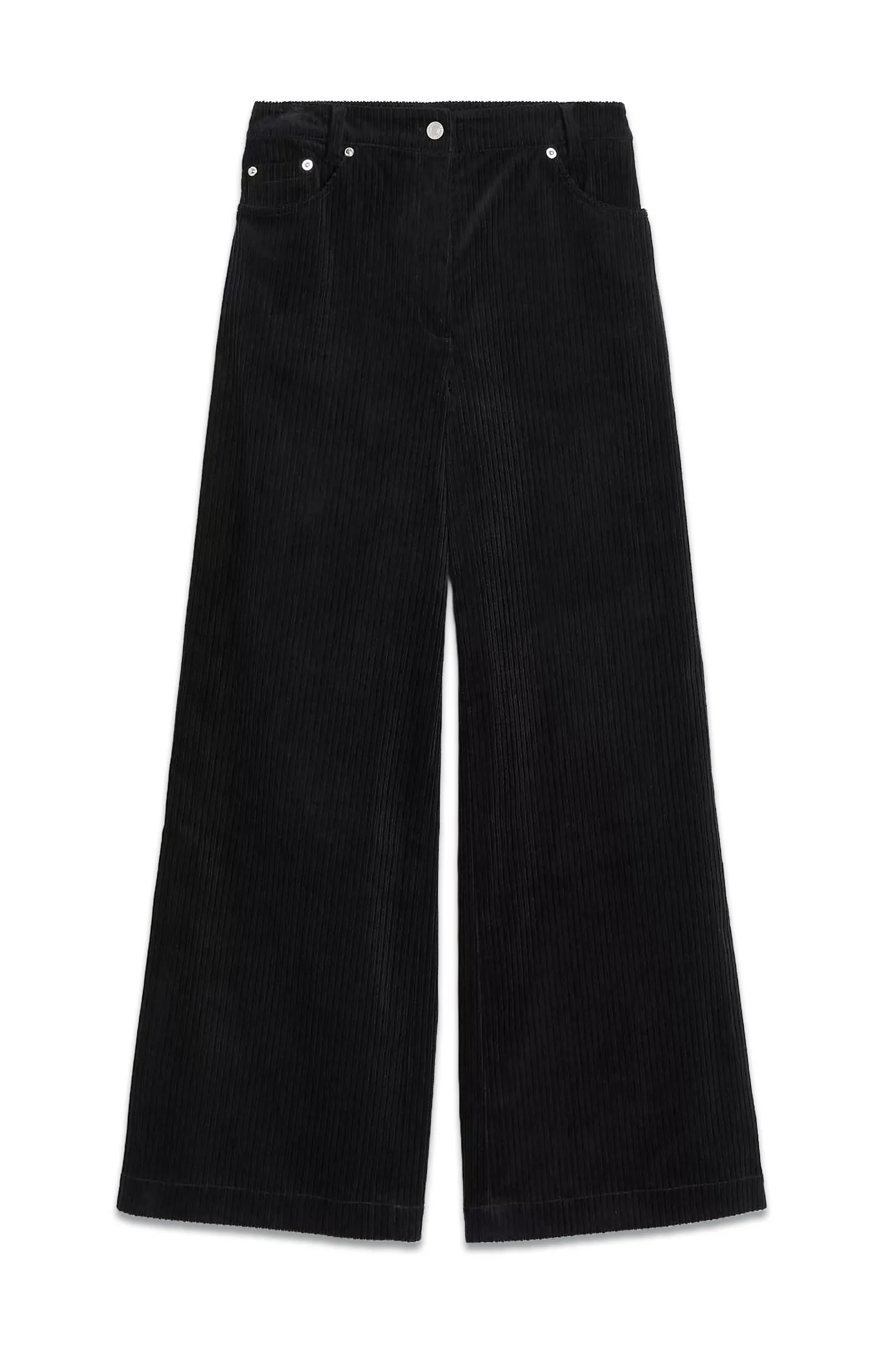 Cord Wide Leg Trousers, Black