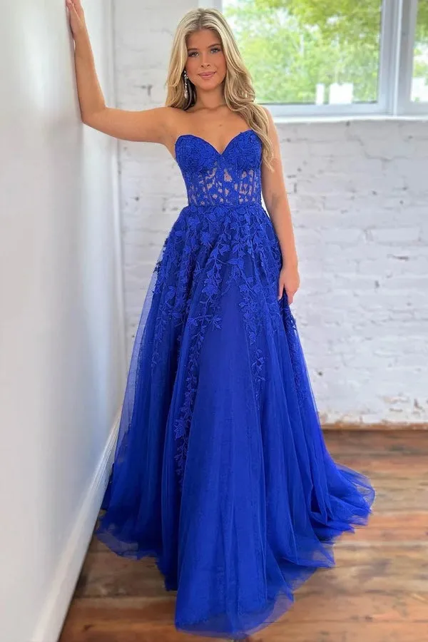 Cute A Line Tulle Sweetheart Prom Dresses,long Formal Gowns