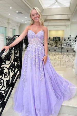 Cute A Line Tulle Sweetheart Prom Dresses,long Formal Gowns