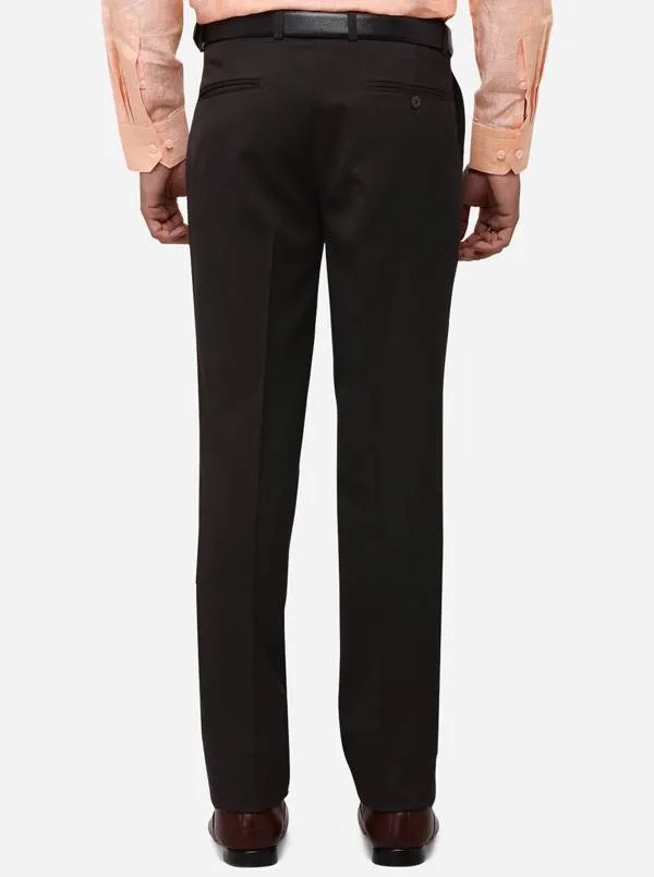 Dark Brown Classic Fit Solid Formal Trouser | Greenfibre