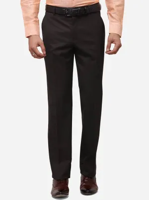 Dark Brown Classic Fit Solid Formal Trouser | Greenfibre