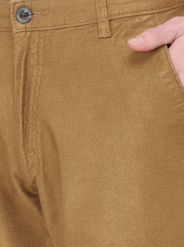 Dark Khaki Solid Uno Fit Casual Trouser | JadeBlue