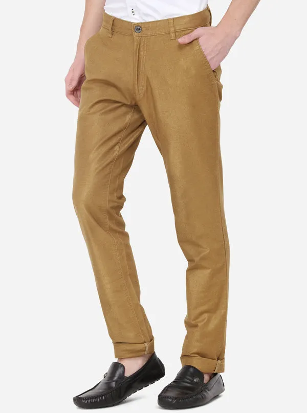 Dark Khaki Solid Uno Fit Casual Trouser | JadeBlue