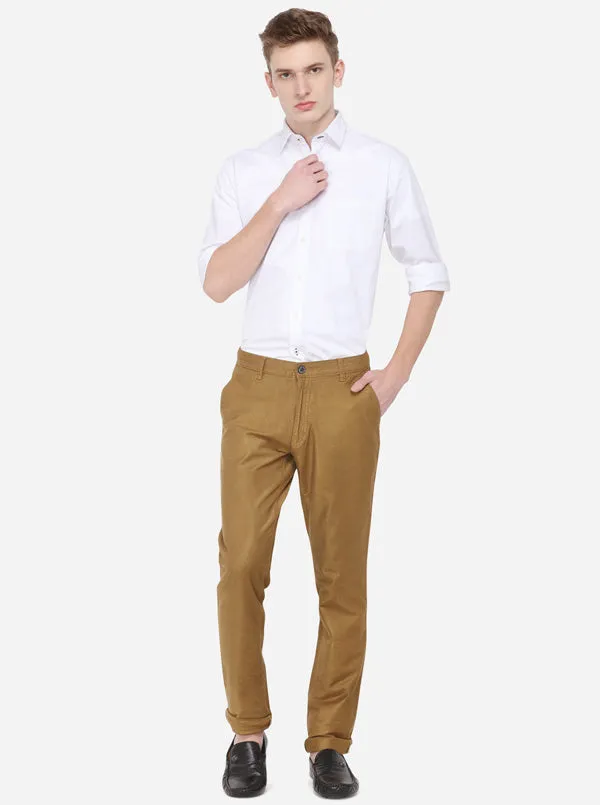 Dark Khaki Solid Uno Fit Casual Trouser | JadeBlue