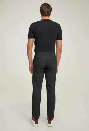 Ds Damat Comfort Fit Black Plain Travel Fabric Trousers