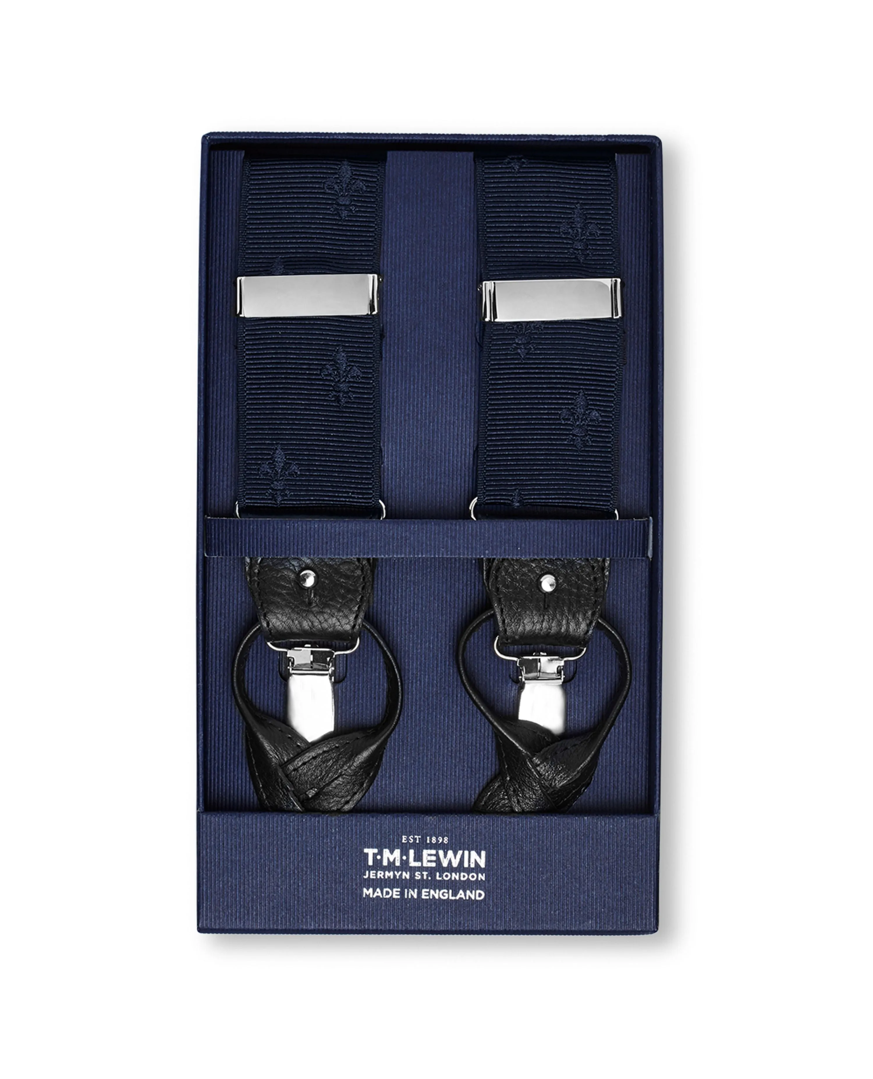 Dual Navy Fleur de Lys Braces