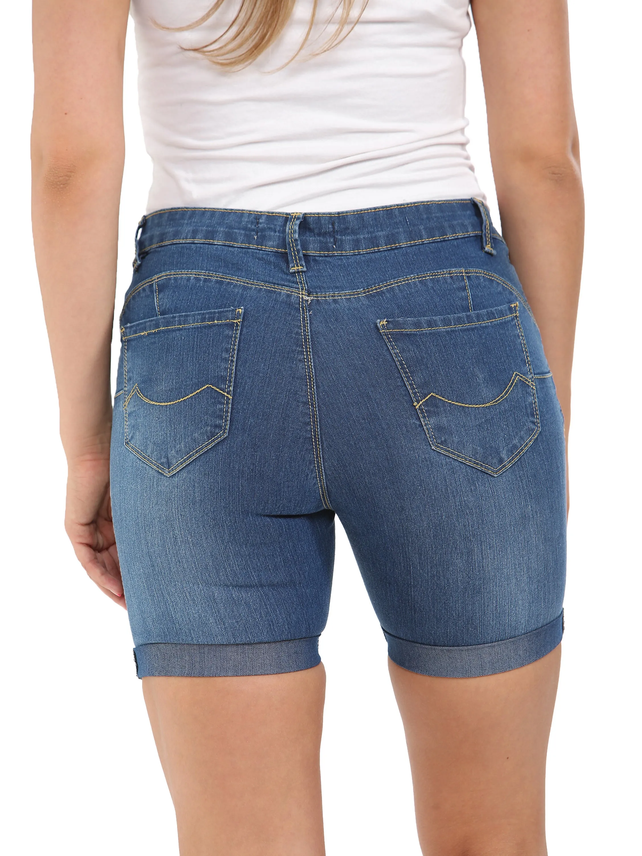 Enzo | Womens Skinny Stretch Denim Shorts