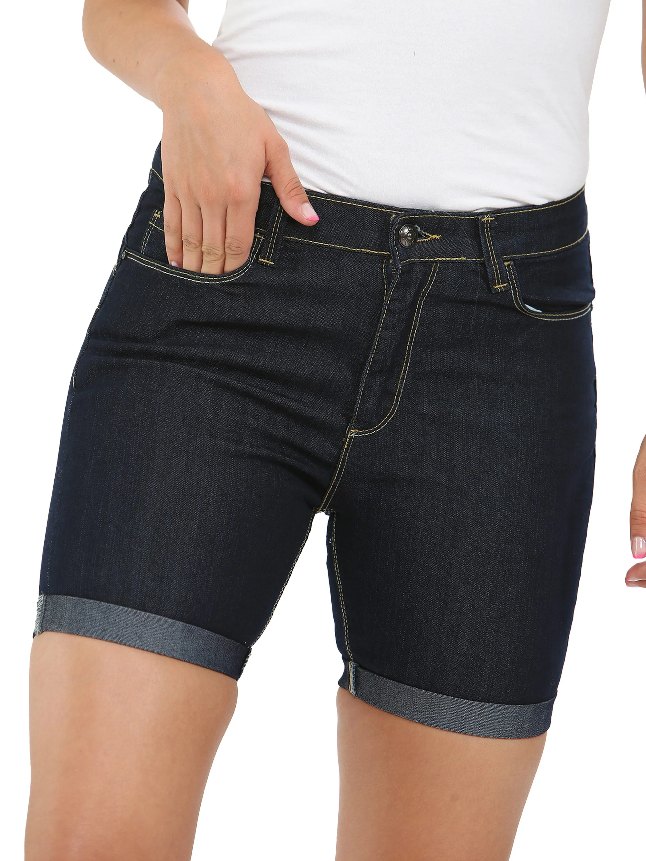 Enzo | Womens Skinny Stretch Denim Shorts