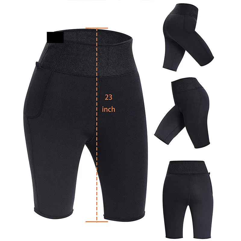 Fashionable Women' Sauna Effect Hight Waist Leggings With Pocket For Fat Burning