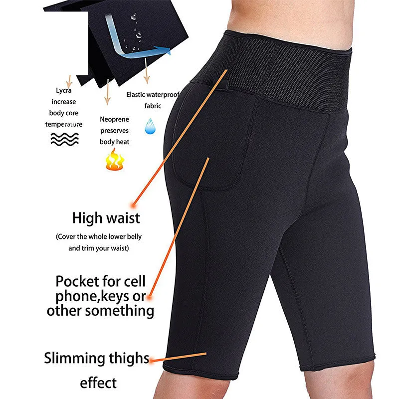 Fashionable Women' Sauna Effect Hight Waist Leggings With Pocket For Fat Burning