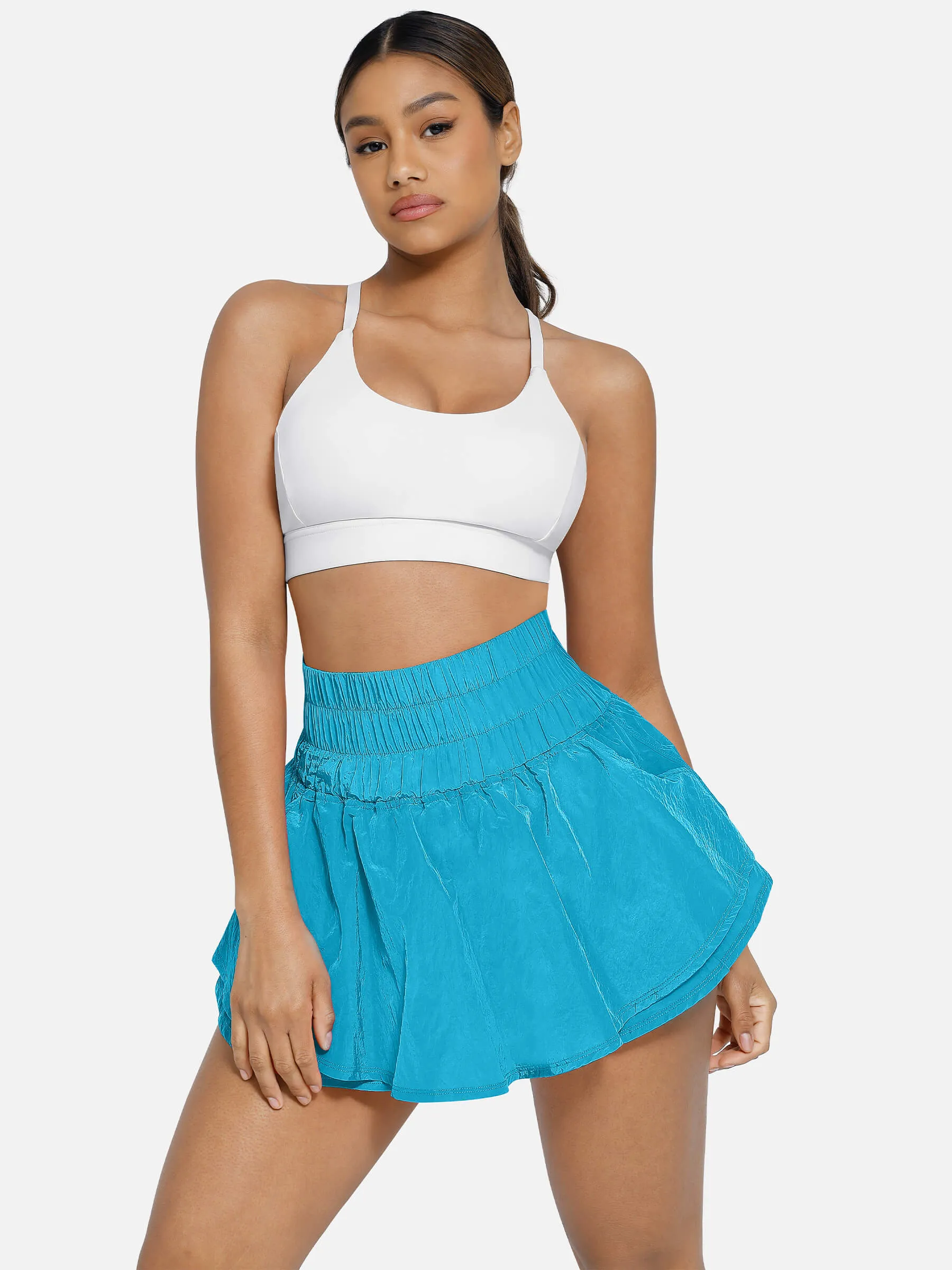 Feelingirl Elastic Casual High Waisted Athletic Shorts