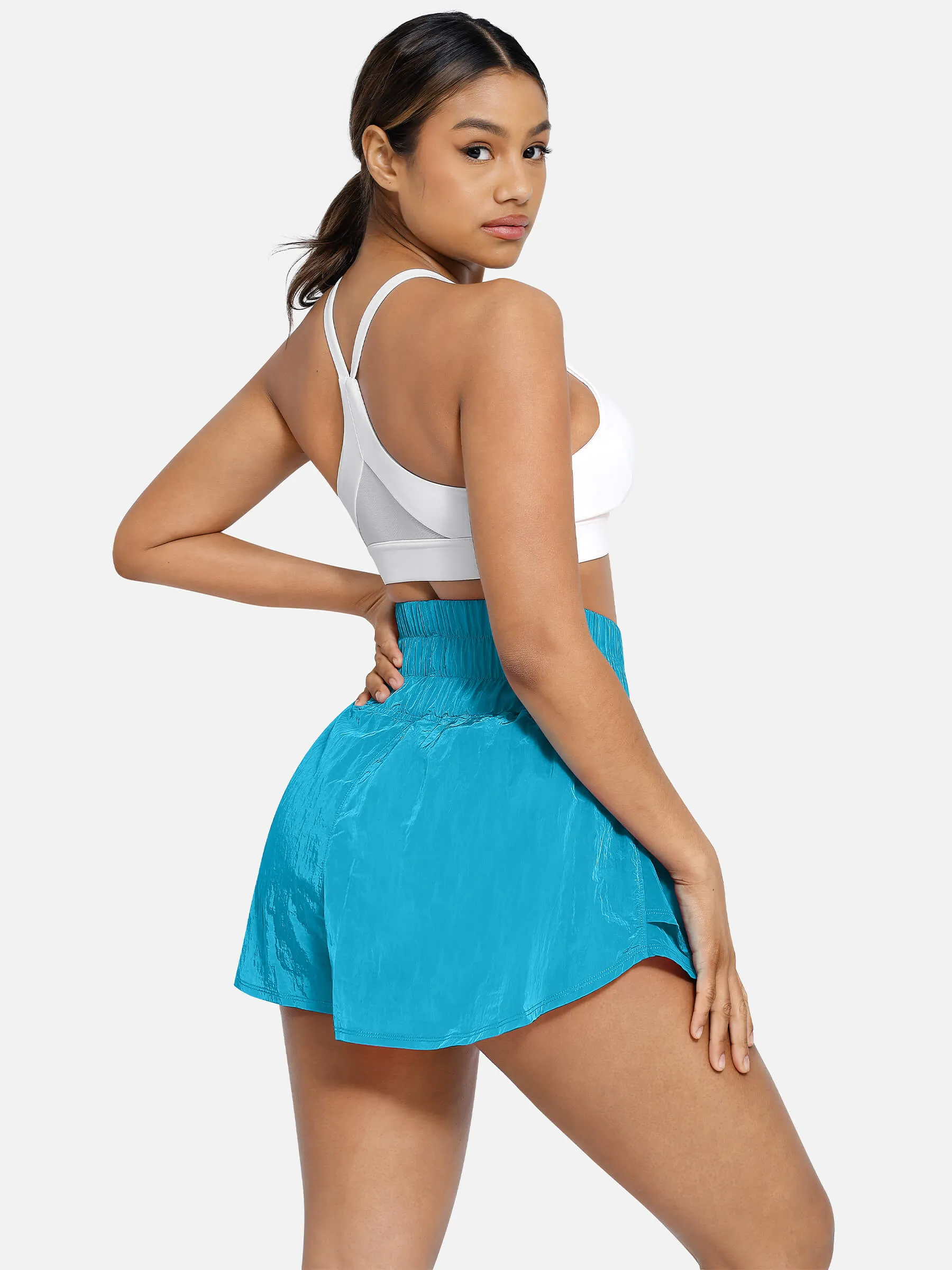 Feelingirl Elastic Casual High Waisted Athletic Shorts