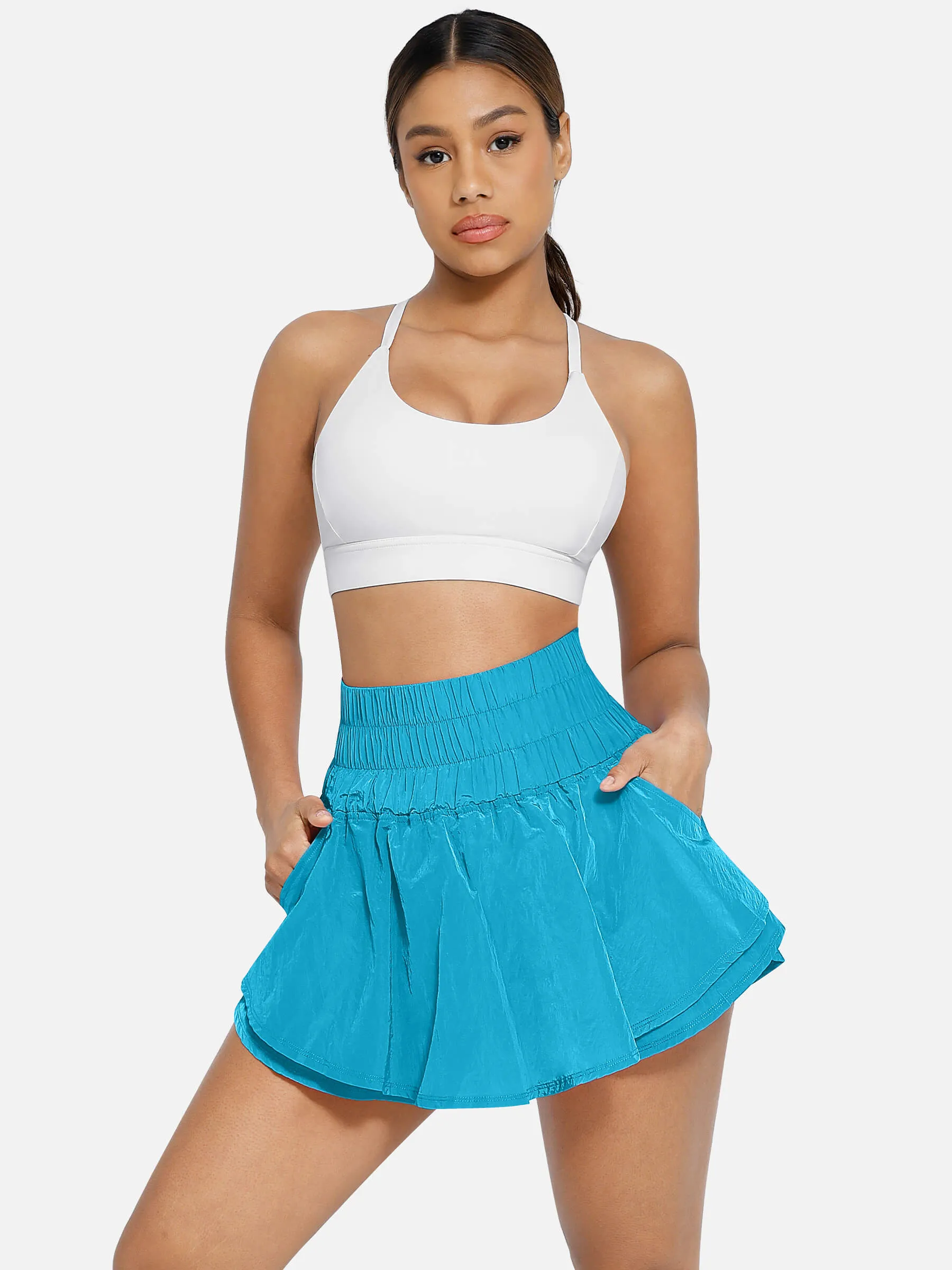 Feelingirl Elastic Casual High Waisted Athletic Shorts