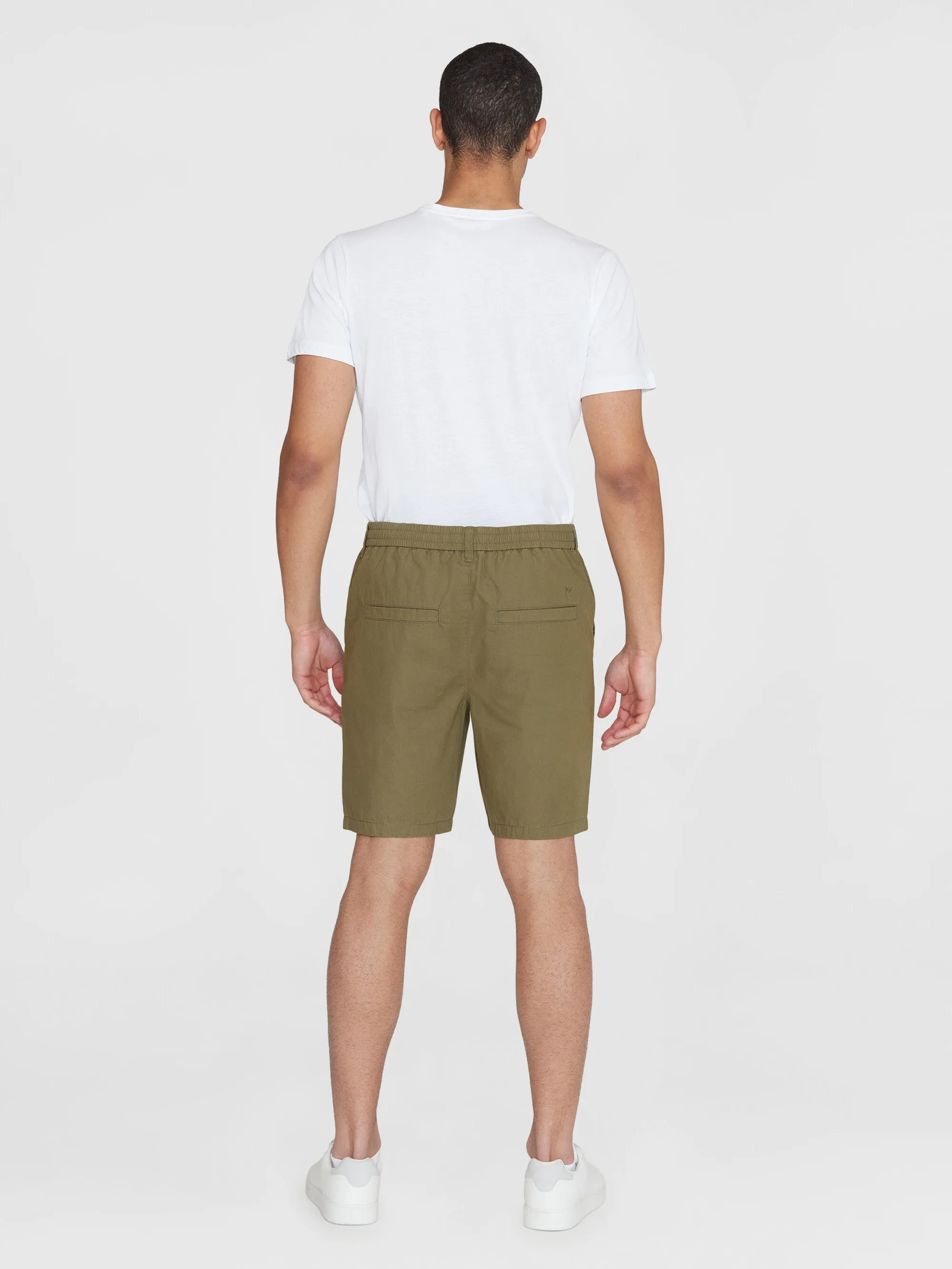 FIG loose poplin elastic waist string shorts - GOTS/Vegan - Burned Olive