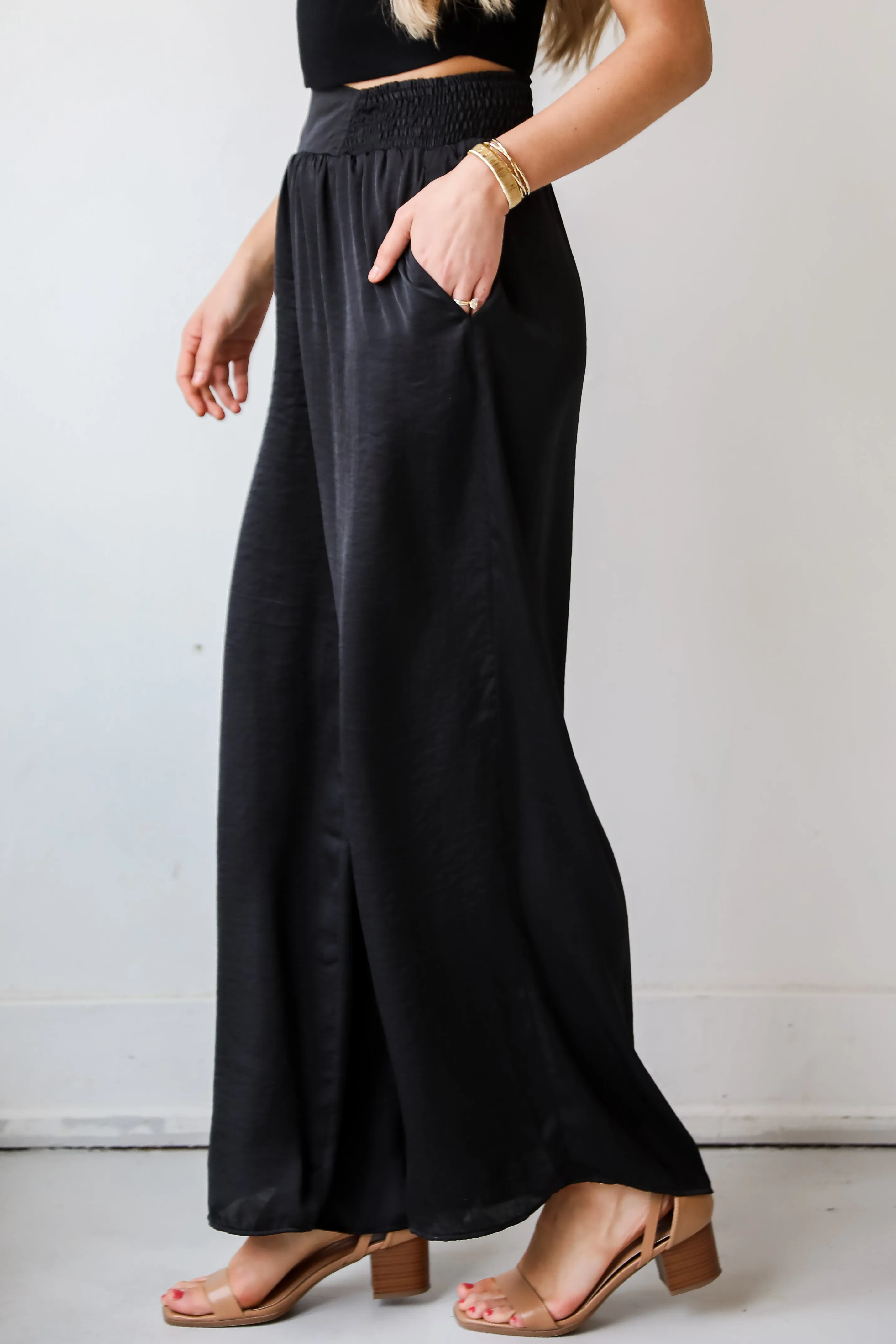 FINAL SALE - Rare Charm Satin Wide Leg Pants