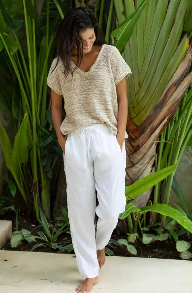 Frockk Portia Pant in White Linen