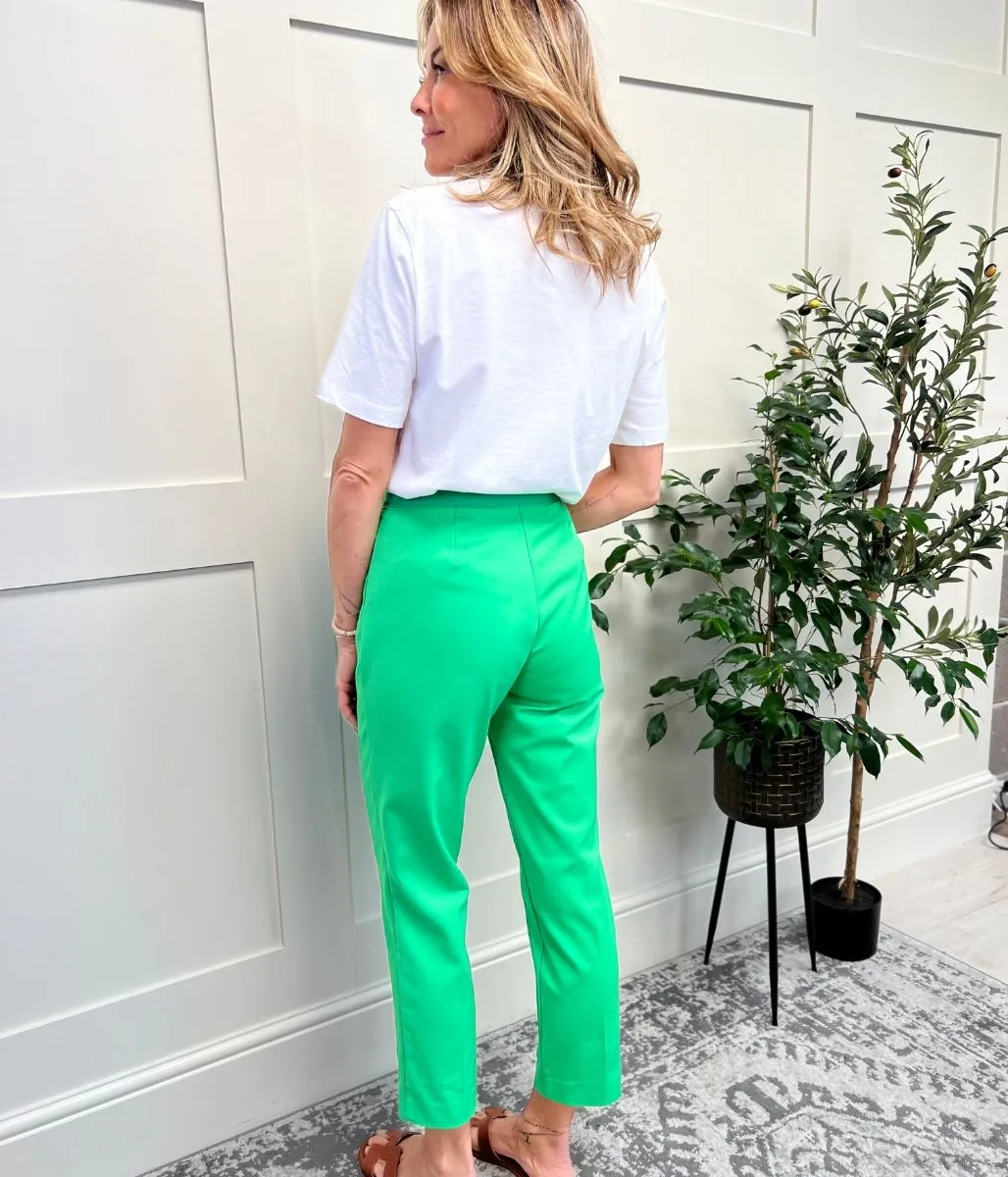 Green Slim Fit Ankle Grazer Trousers