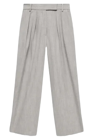 Grey Tailored Straight Trousers