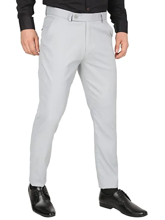 Haul chic's Men's Slim fit Light Grey Trouser