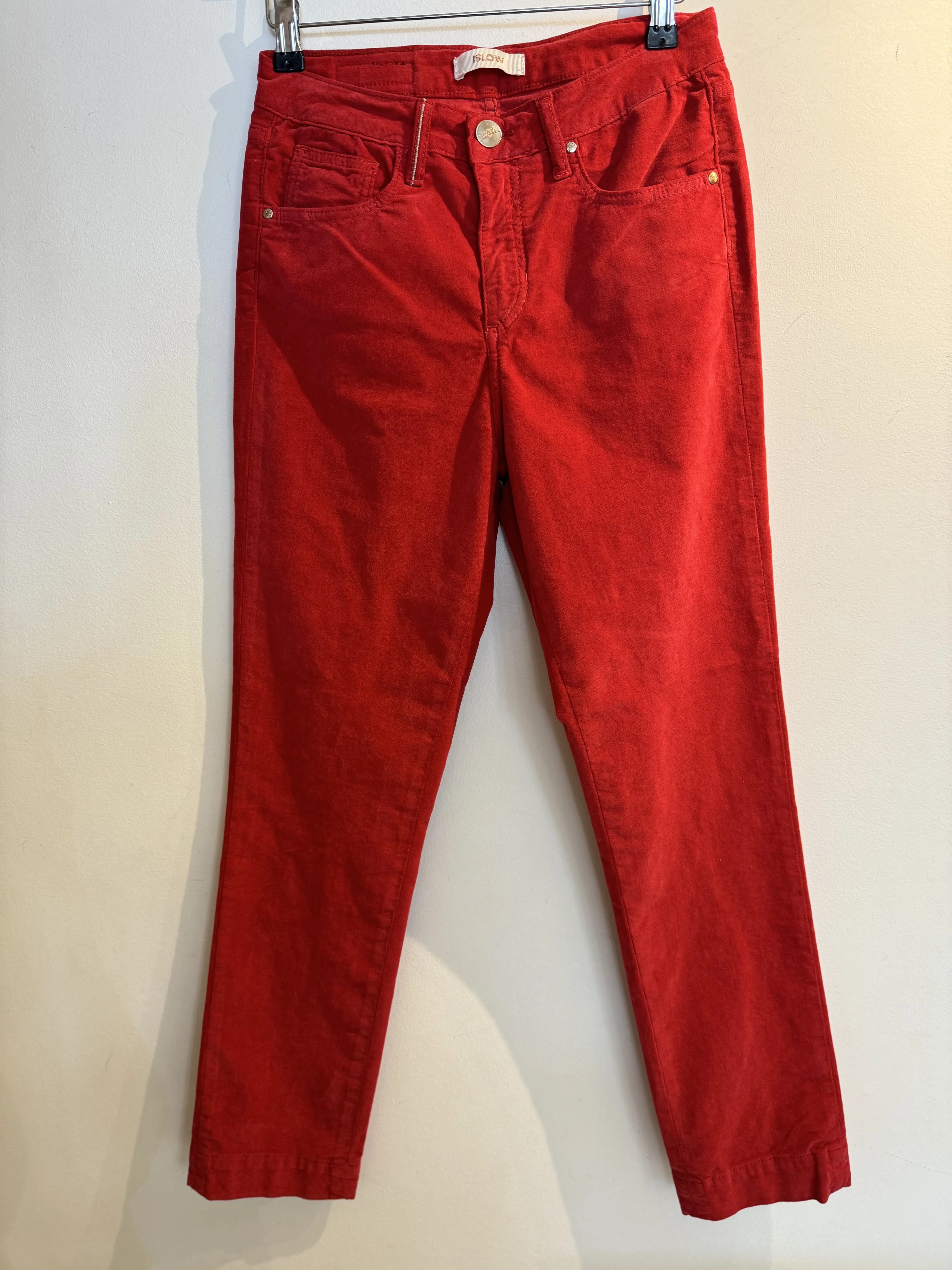 Islow Red Stretch Cotton Velvet Jeans