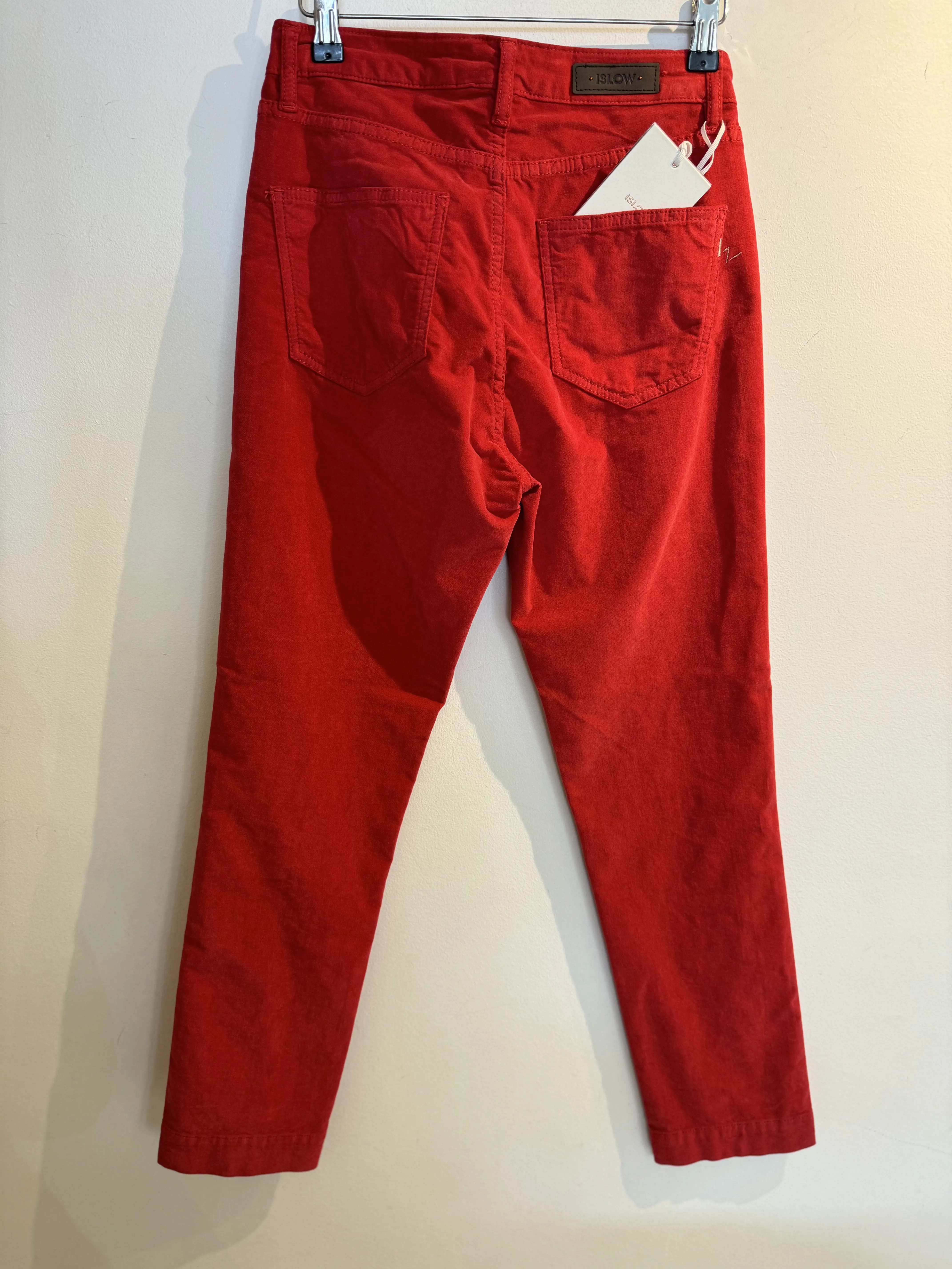 Islow Red Stretch Cotton Velvet Jeans