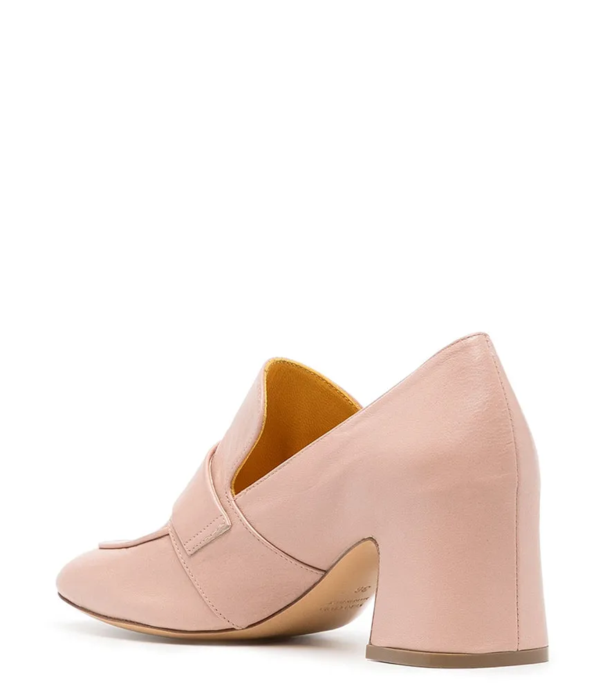 Light Pink Leather Lock Heel Loafer