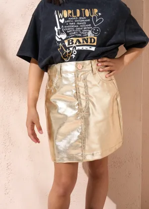 Mallory Gold Metallic Mini Skirt