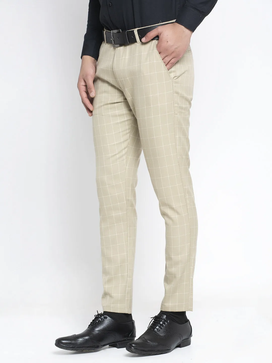 Men's Cream Formal Trousers ( FGP 260Cream ) - Jainish