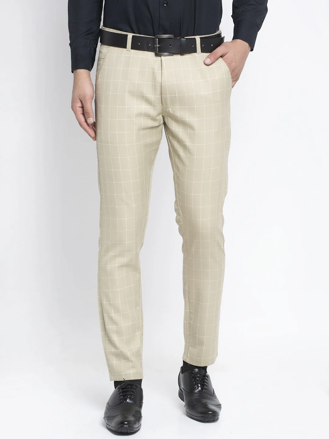 Men's Cream Formal Trousers ( FGP 260Cream ) - Jainish