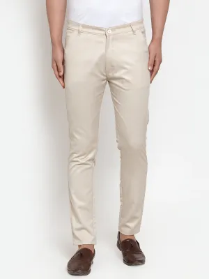 Men's Cream Solid Formal Trousers ( FGP 253Cream ) - Jainish