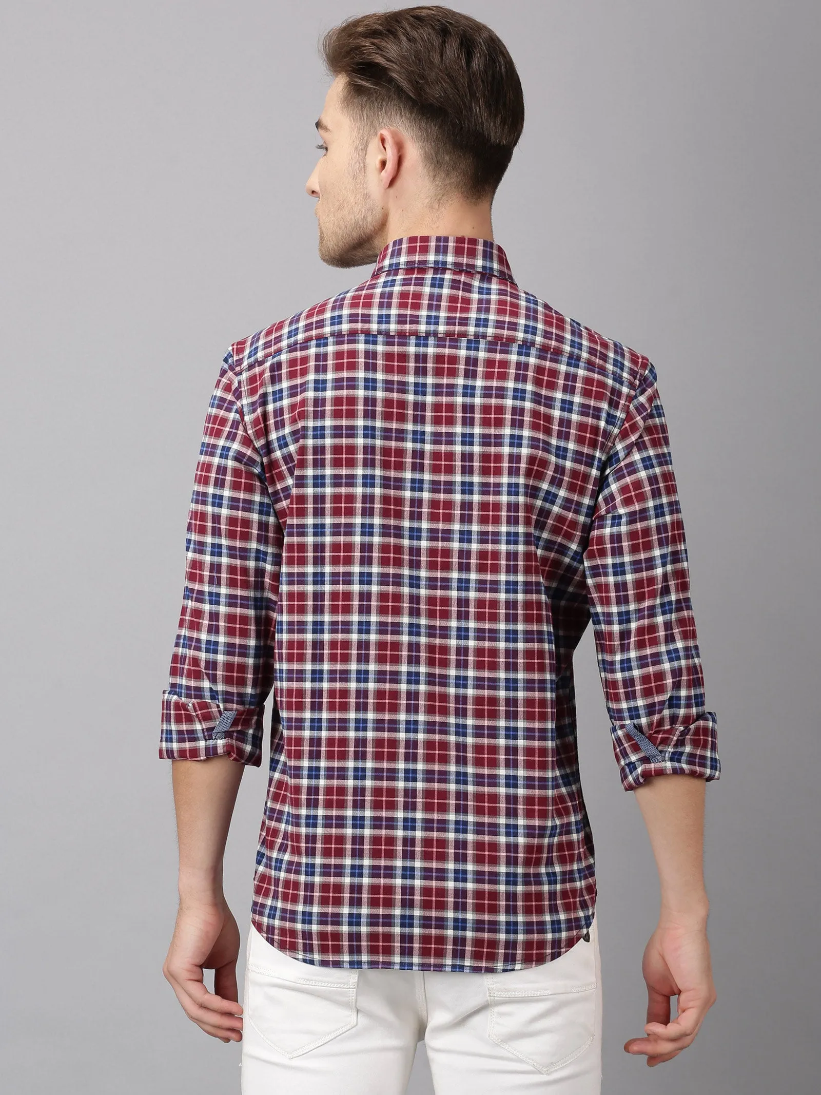 MEN'S RED CHECK SLIM FIT SHIRT