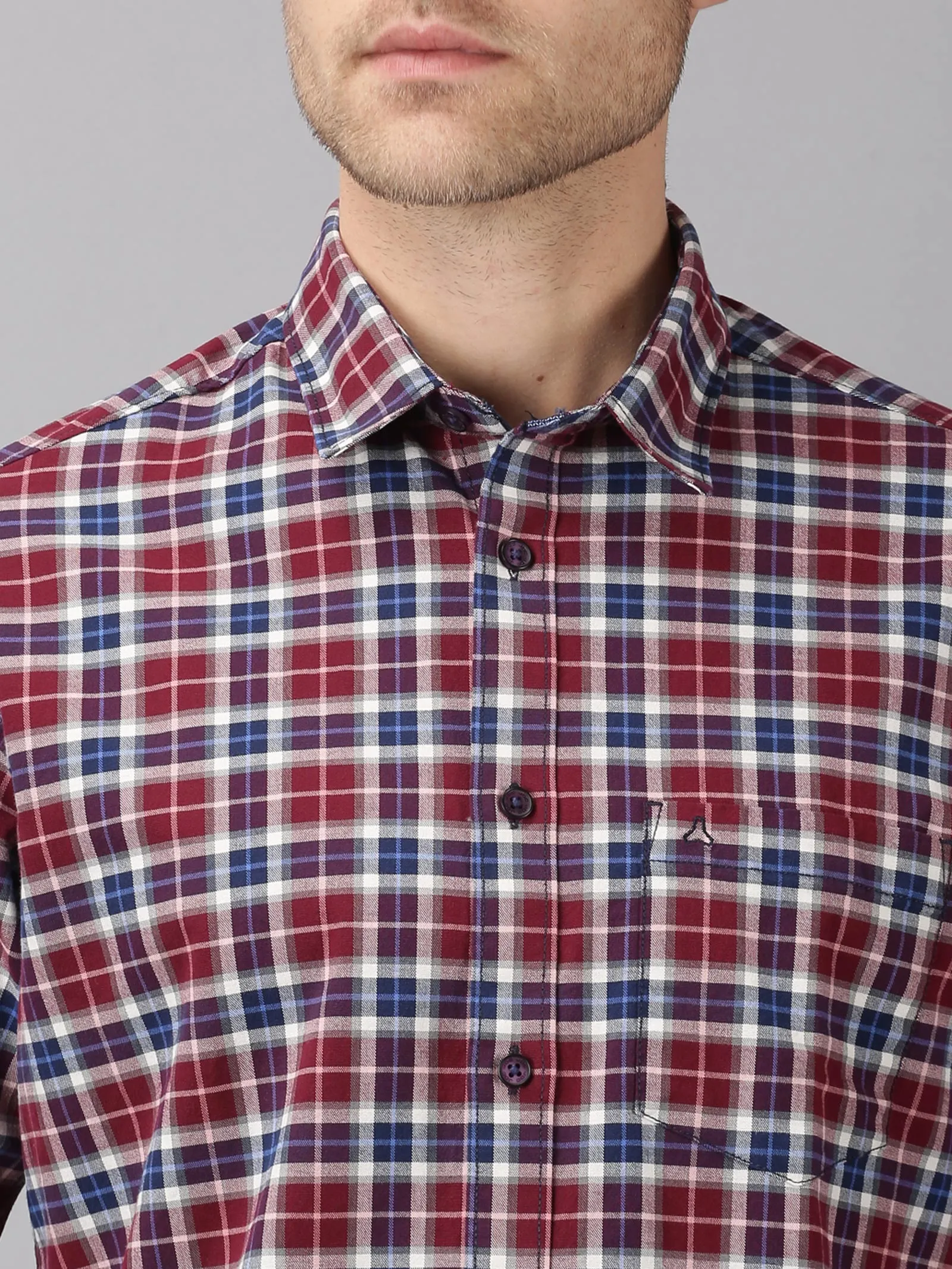 MEN'S RED CHECK SLIM FIT SHIRT