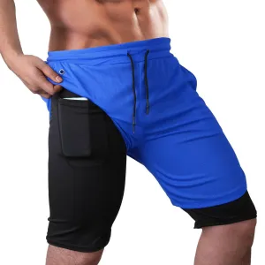 Men's Workout Running Gym Shorts 2 in 1 Athletic Shorts with Pockets Outdoor Sports Trainning Shorts