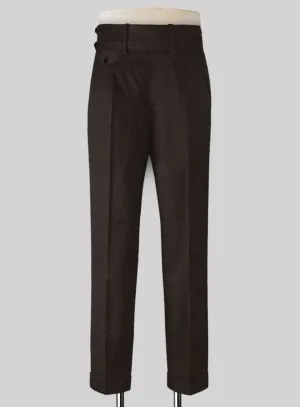 Napolean Dark Brown Double Gurkha Wool Trousers