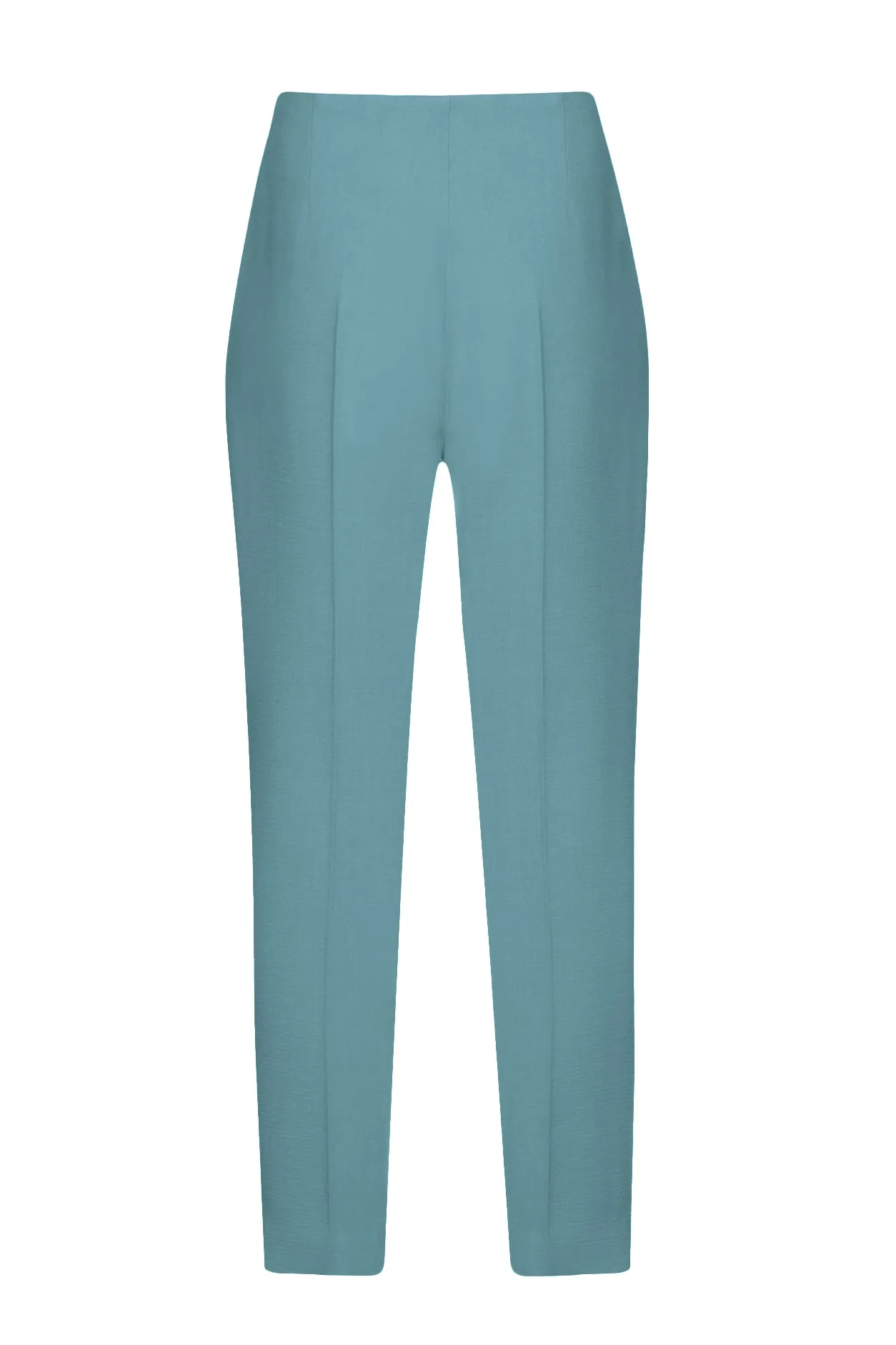 Narrow-Leg Trousers in Plain Petrol Faille - Phoebe